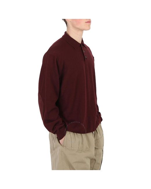 Maison Margiela Red Burgundy Long-sleeve Polo Sweater for men