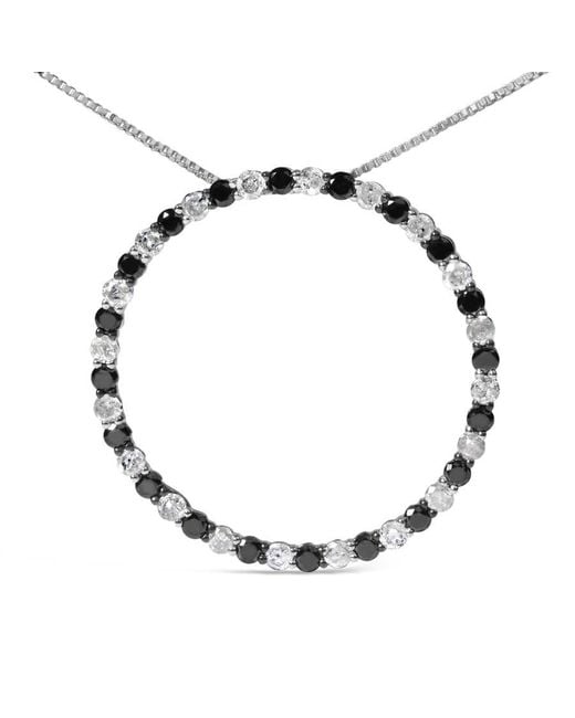 Haus of Brilliance Metallic 925 Sterling 2.0 Cttw Alternating And Diamond Open Hoop Circle Pendant Necklace