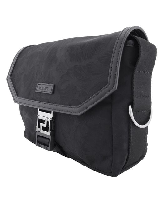 Versace Black Neo Nylon Jacquard Messenger Bag for men