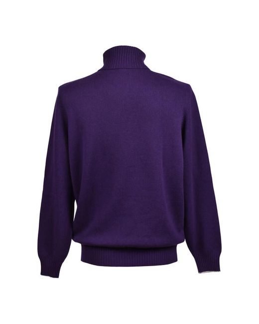 Brunello Cucinelli Purple Cashmere Turtleneck Sweater, Brand Size 54 (Us for men