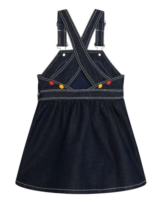 KENZO Blue Adjustable Shoulder Strap Denim Dress