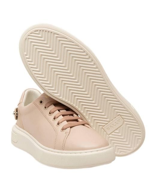 Bally Pink Malya Leather Low-Top Sneakers, Brand Size 40 Us