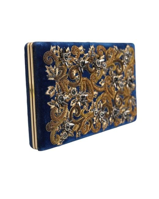 Dolce & Gabbana Black Velvet Frame Clutch Evening Party Purse Bag Cotton