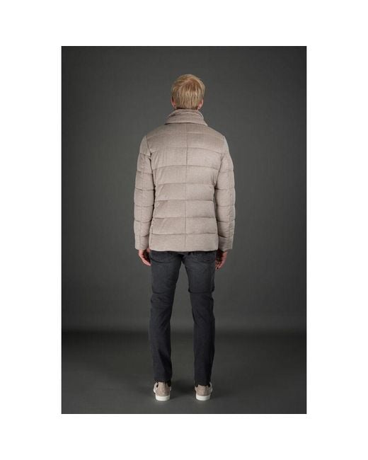 Moorer Gray Camel Quilted Jacket With Buttons for men