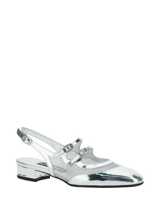 CAREL PARIS White Paris Peche Slingback Mary Janes Shoes