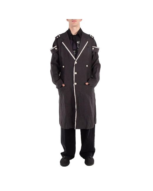 Yohji Yamamoto Black Hemp Cloth K-Shoulder Epaulet Long J, Brand Size 1 for men