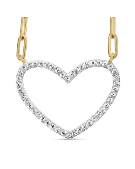 Haus of Brilliance Metallic 14K Over 1/4 Cttw Diamond Open Heart With Paperclip Chain Pendant Necklace for men