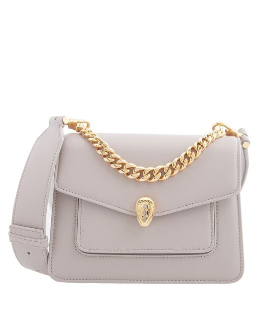 BVLGARI Gray Serpenti Forever Maxi Chain Crossbody Bag