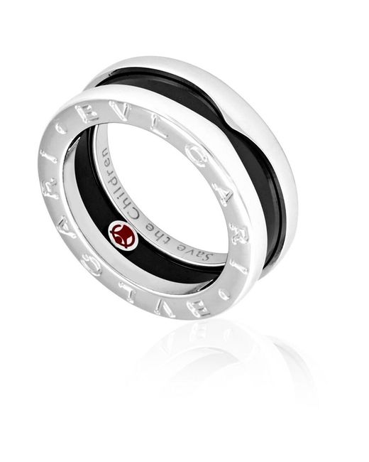 BVLGARI Black Save The Children Sterling And Ceramic 1-Band Ring, Brand (Us Size 9)