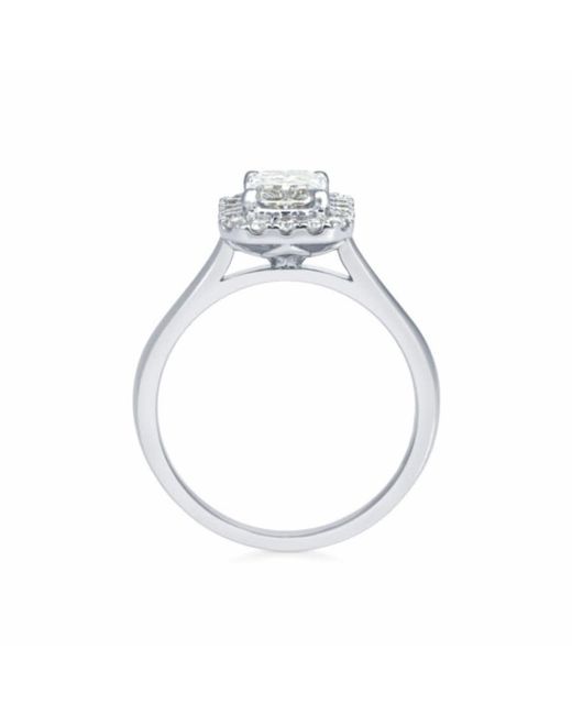 Brilliant Diamond White 1 1/2 Carat Radiant Lab Grown Halo Diamond Engagement Ring