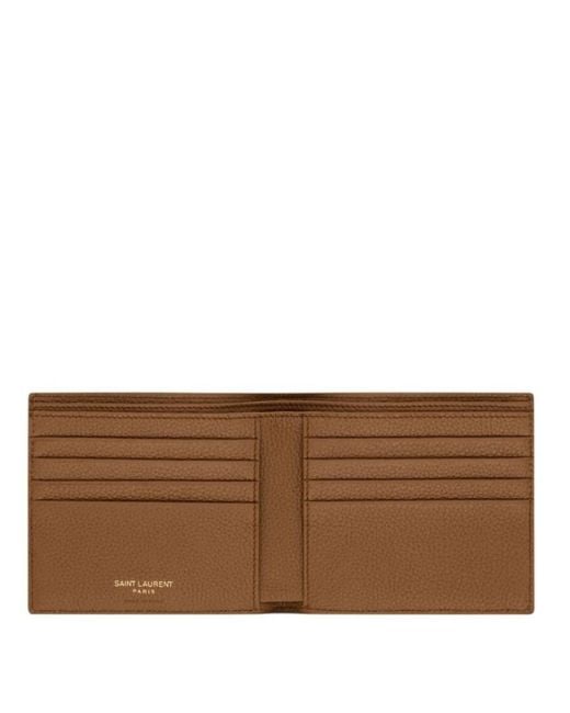 Saint Laurent Brown East/West Cassandre Shadow Wallet for men