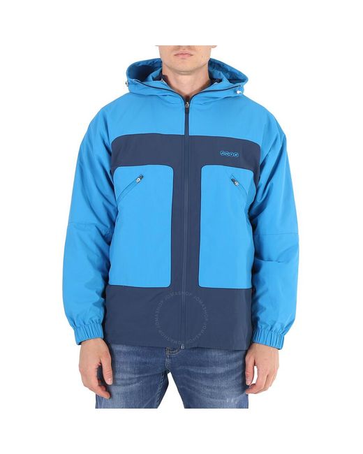 Arte' Blue Jeff Hooded Zipped Technical Waterproof Jacket for men