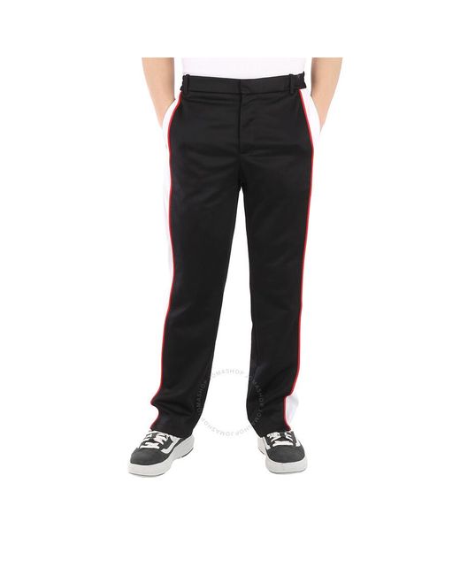 Burberry Black Straight-leg Side Stripe Cotton-blend Trousers for men