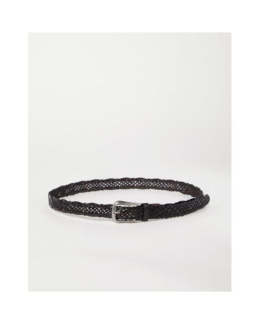 Brunello Cucinelli White Dark Braided Belt for men