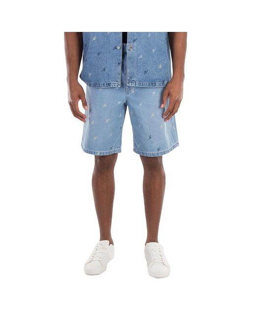 Axel Arigato Blue Miles Logo Print Denim Shorts for men