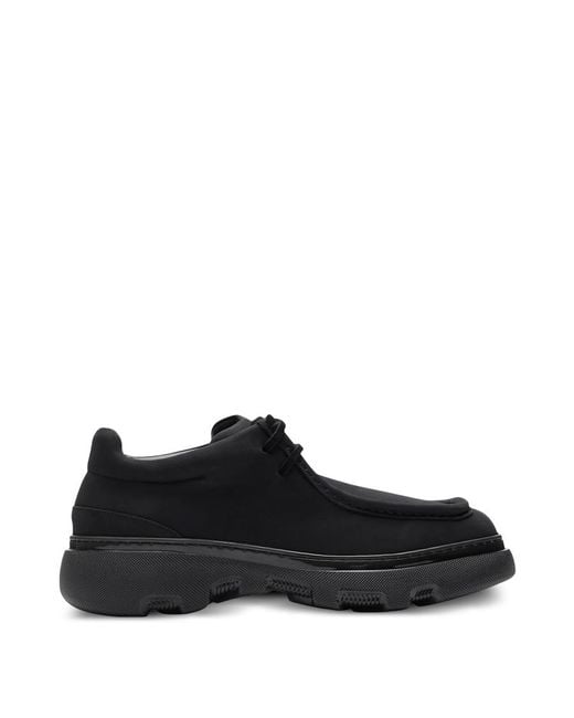 Burberry Black Lace-Up Creeper Suede Derby Shoes, Brand Size 40 Us for men