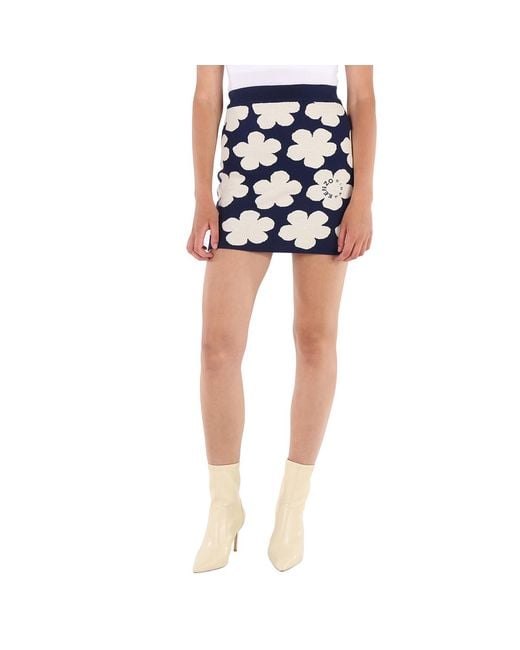 KENZO Blue Ladies Midnight Jacquard Poppy Skirt