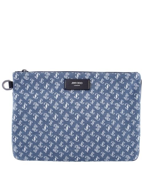 Jimmy Choo Blue Derek-N Jc Monogram Denim Clutch for men