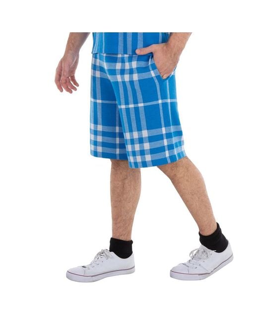 Burberry Blue Weaver Check-Print Bermuda Shorts for men