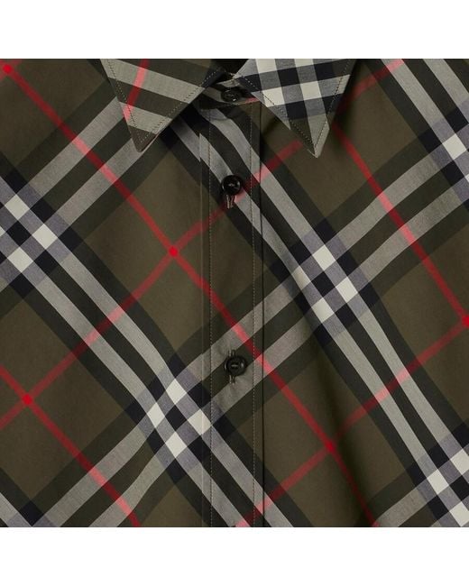 Burberry Gray Check Cotton Poplin Shirt for men