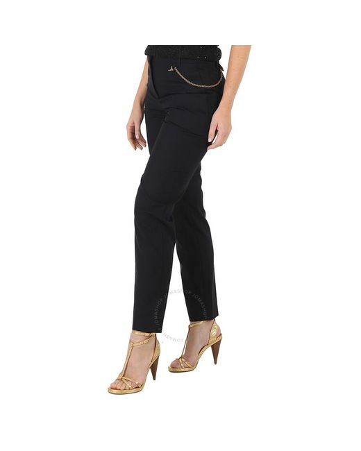 Givenchy Black Wool Cigarette Chain Trousers