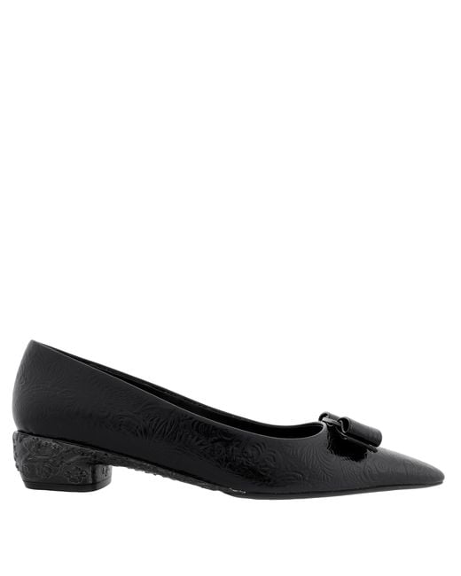 Ferragamo Black Riace Vara Bow Pumps