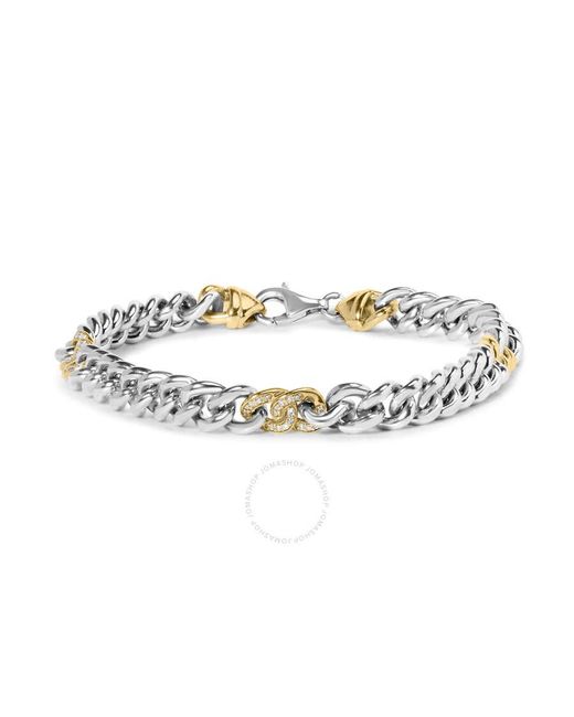 Haus of Brilliance Metallic 10k Yellow Gold Plated .925 Sterling Silver 1/5 Cttw Diamond Curb Chain Bracelet