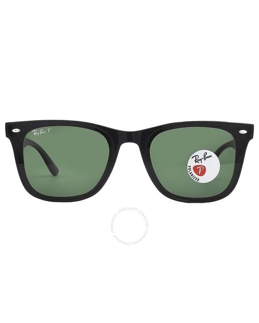 Ray-Ban Black Polarized Dark Green Square Sunglasses Rb4420 601/9a 65