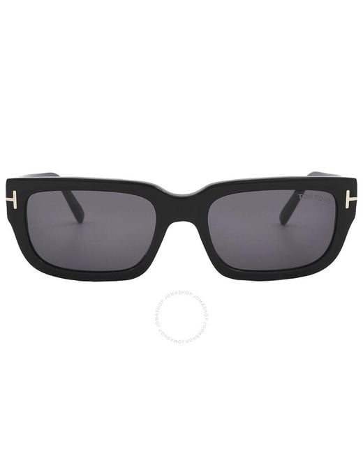 Tom Ford Black Ezra Smoke Rectangular Sunglasses Ft1075 01a 54