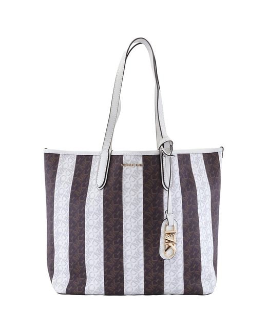 Michael Kors Purple Eliza Large Striped Tote Bag