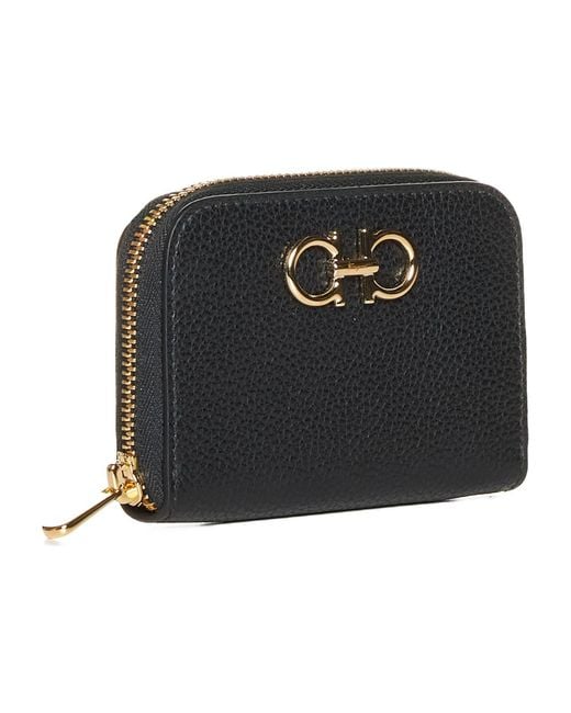 Ferragamo Black Gancini Leather Coin Purse