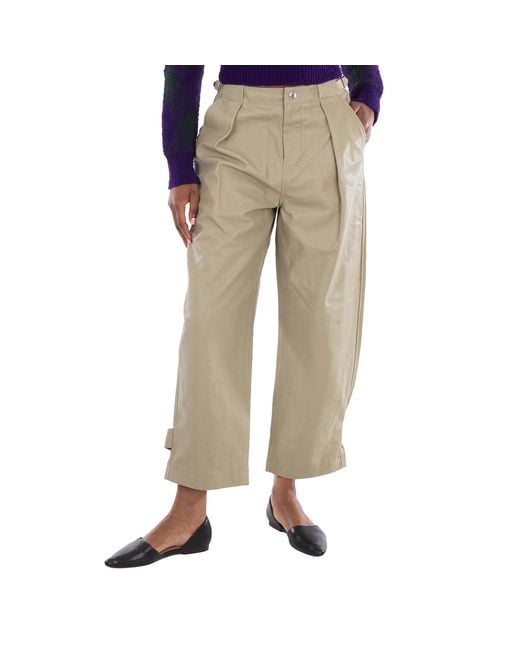 Burberry Green Pleated Leather Trousers