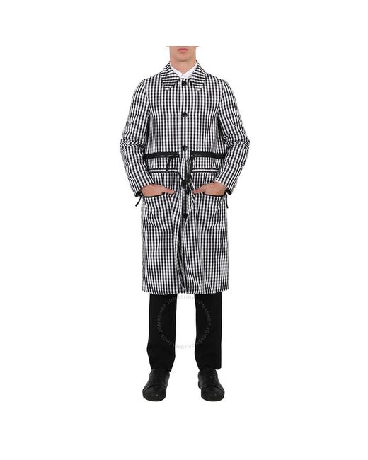 Burberry Gray Pattern Gingham Technical Wool Loop-back Car Coat for men