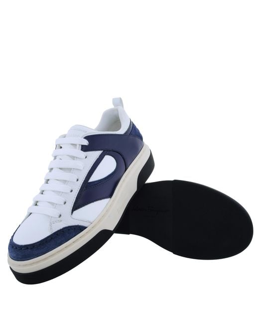 Ferragamo Blue Ferragamo Cassina Low-Top Sneakers, Size 7