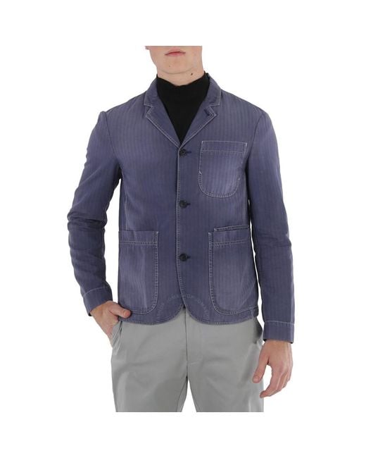 Burberry Blue Woven Unlined Jacket for men