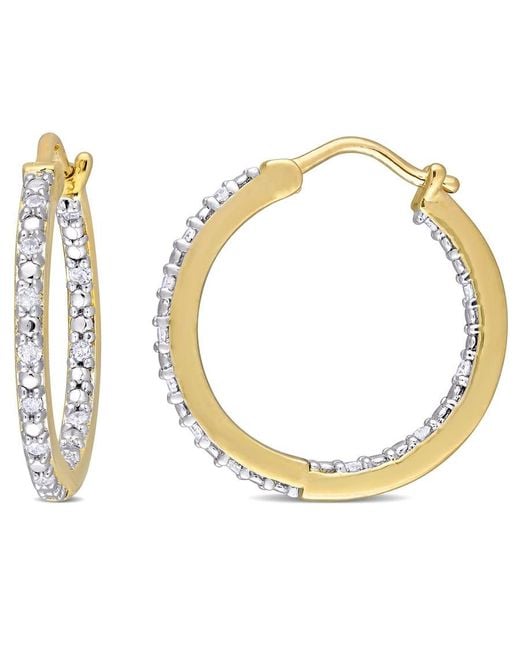 Amour Metallic 1/4 Ct Tw Diamond Inside Outside Hoop Earrings