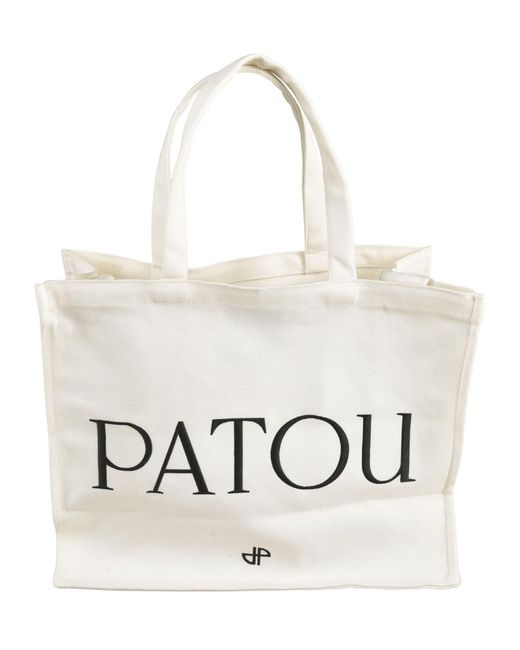 Patou White Logo Large Tote