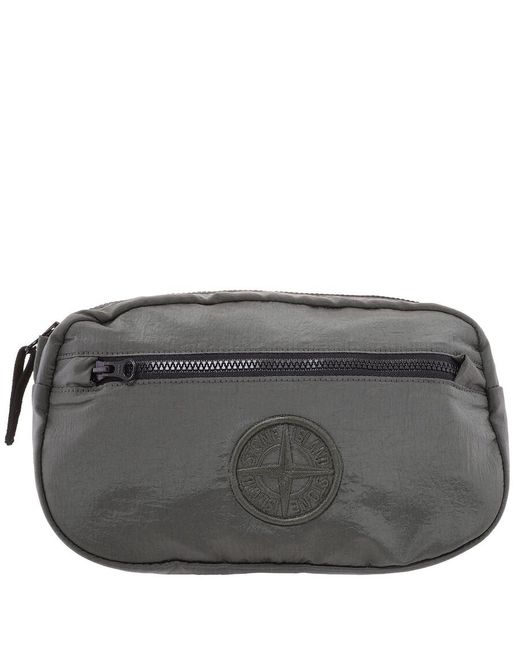 Stone Island Black Econyl 91576 Nylon Metal Pouch Bag for men