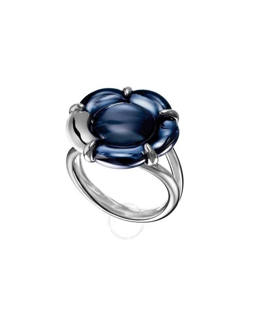 Baccarat Blue 's B Flower Silver Crystal Ring 28069