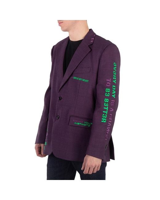Vetements Purple Check Hidden Message Tailored Blazer