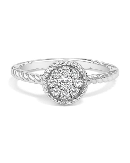 Haus of Brilliance White Sterling 1/4 Cttw Diamond Floral Round Braided Ring