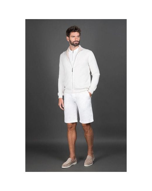 Moorer Gray Zip Front Sweater for men
