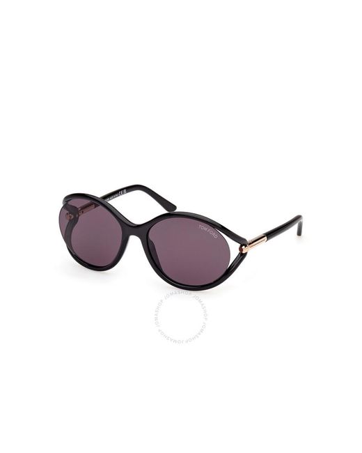 Tom Ford Purple Melody Smoke Oval Sunglasses Ft1090 01a 59