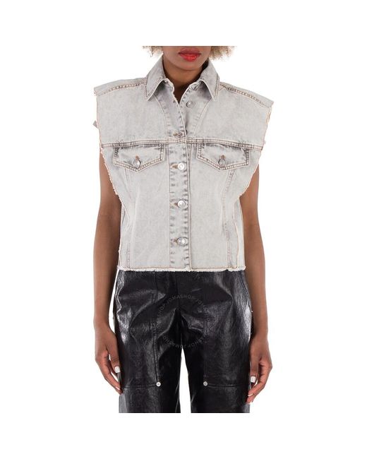 Isabel Marant Blue Tyra Raw-Cut Edge Denim Vest, Brand Size 36 (Us