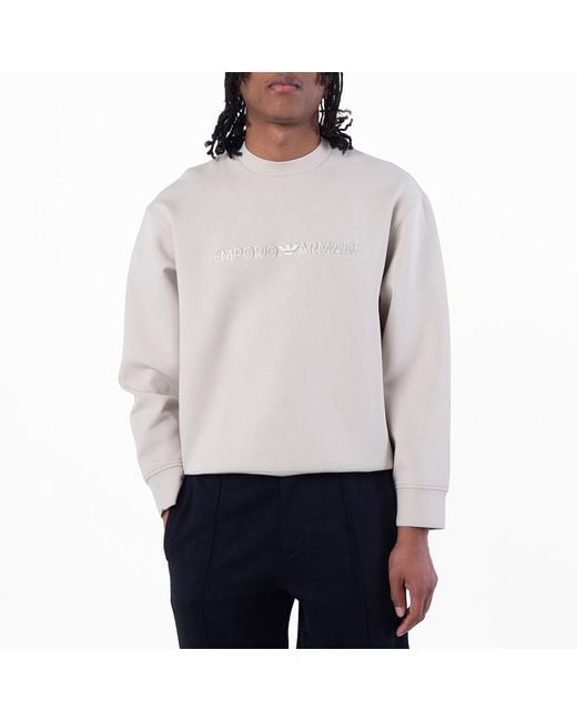 Emporio Armani Gray Felpa Logo-Print Sweatshirt for men