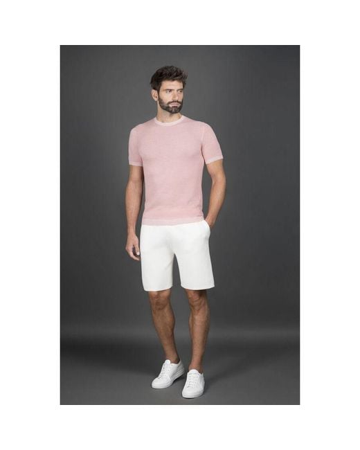 Moorer Gray Light Short Sleeve Sweater for men