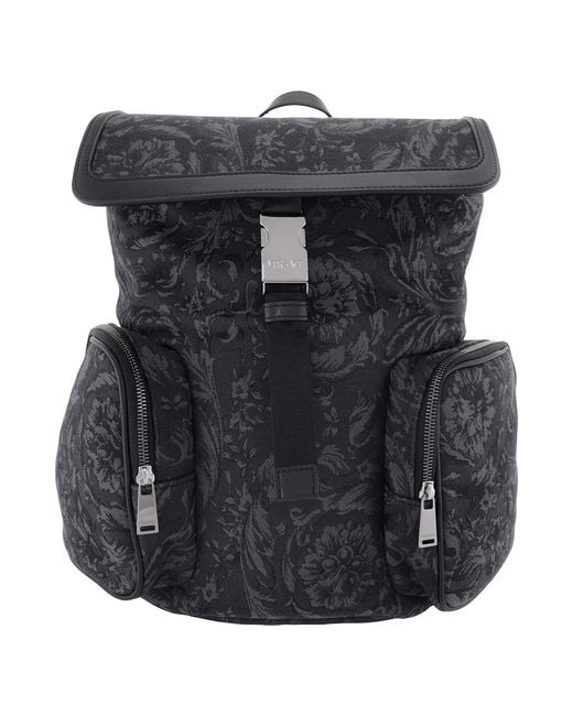 Versace Black Barocco Backpack for men