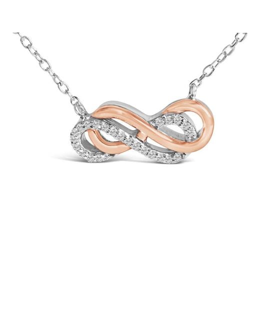 Haus of Brilliance Metallic 14K Rose Plated Sterling Diamond Accent Double Infinity Pendant Necklace