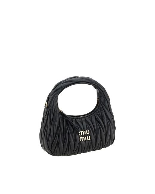 Miu Miu Black Quilted Matelass Leather Shoulder Bag