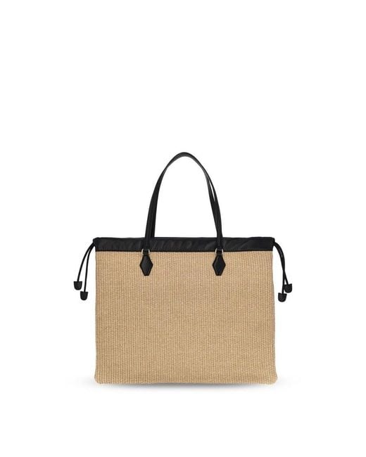 Jimmy Choo Natural Drawstring Logo Embroidered Tote Bag